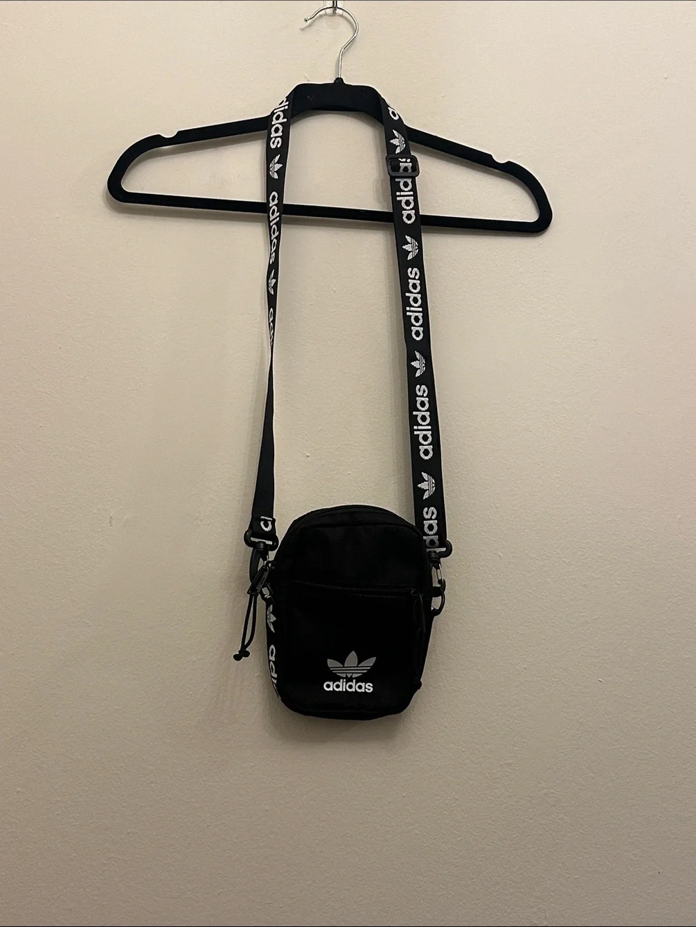 adidas Black Mini Shoulder Crossbody Bag with Logo Adjustable Removable Strap